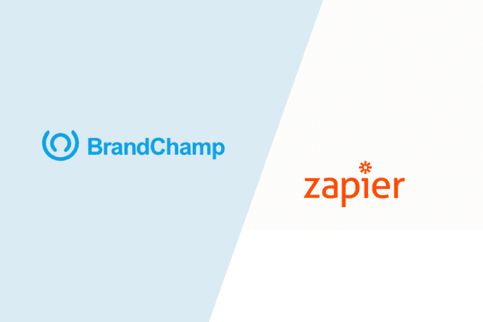 BrandChamp and Zapier logos side by side, representing new integration capabilities